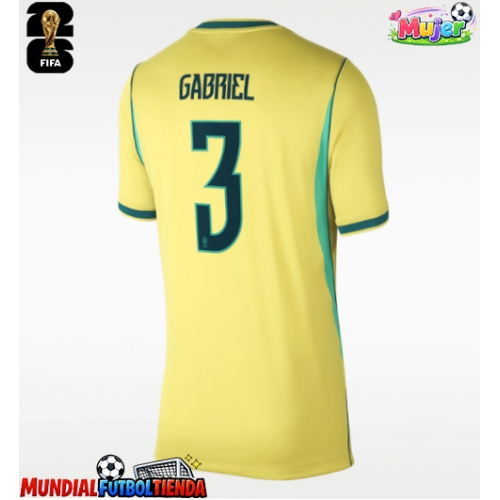 Camiseta Brasil Gabriel Magalhaes #3 Primera Equipación Replica Mundial 2026 para mujer mangas cortas